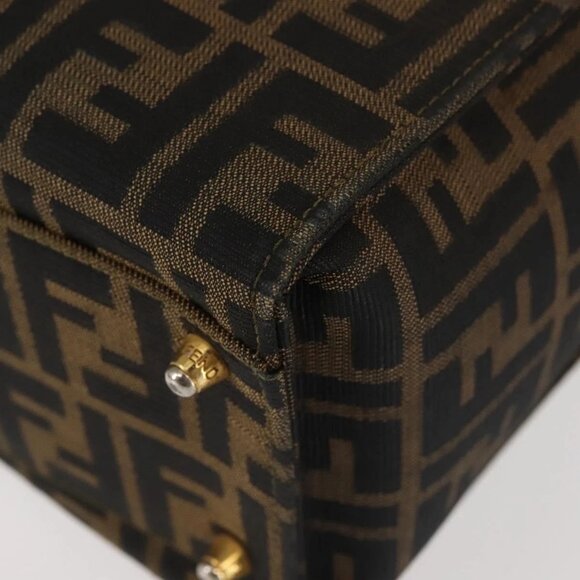 FENDI Zucca Canvas Hand Bag Black Brown Auth 142733 - Picture 4 of 16